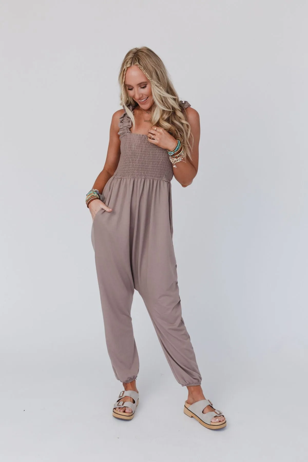 Willow Smocked Harem Jumpsuit - Coco