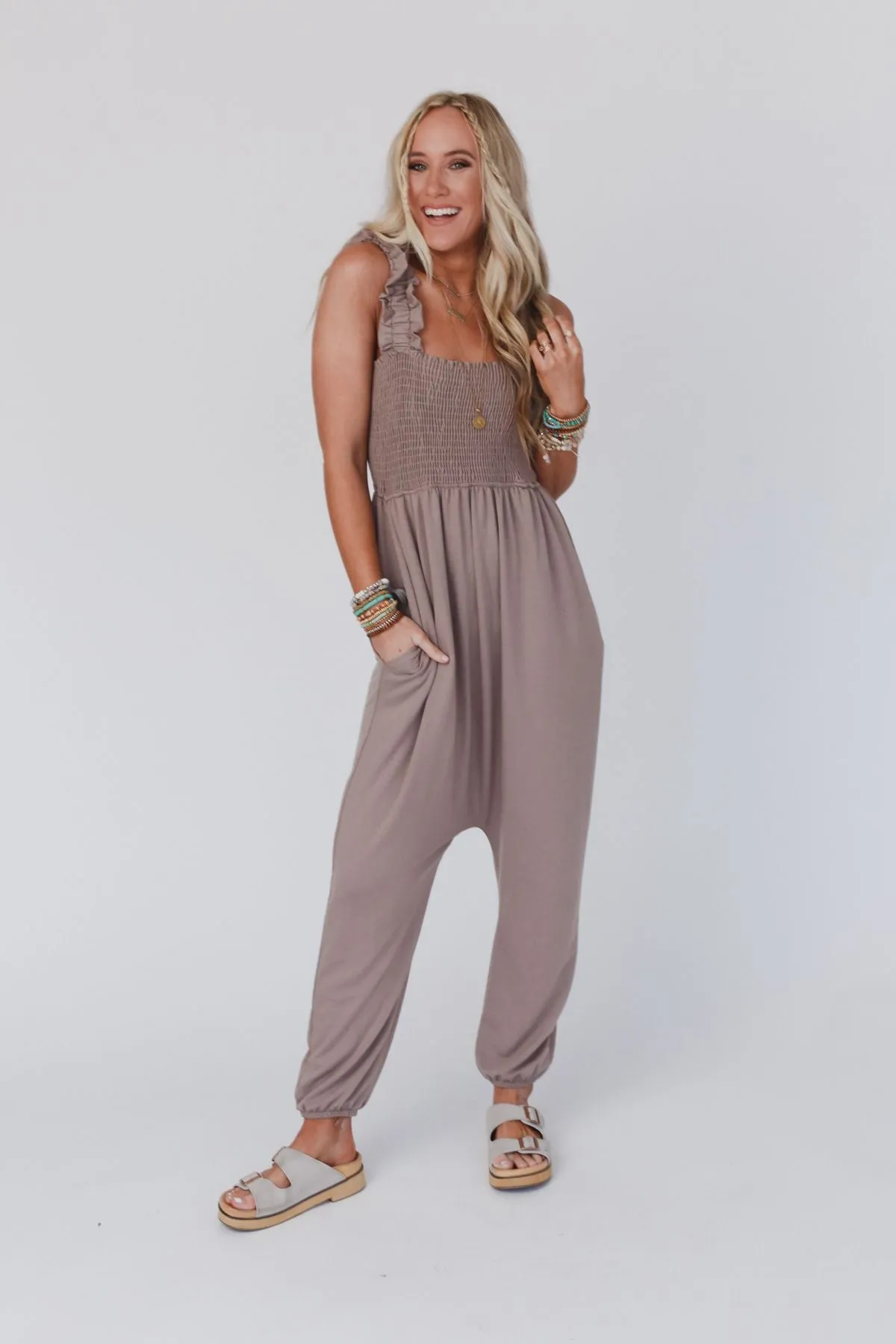 Willow Smocked Harem Jumpsuit - Coco