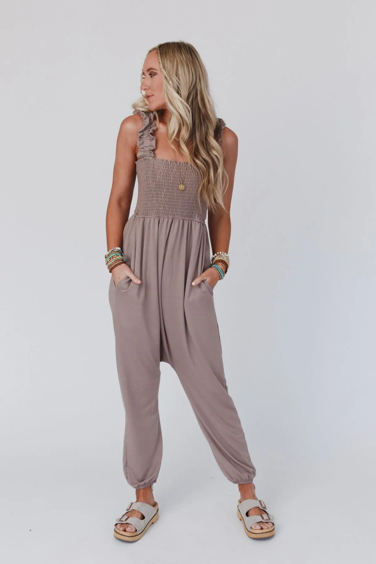 Willow Smocked Harem Jumpsuit - Coco