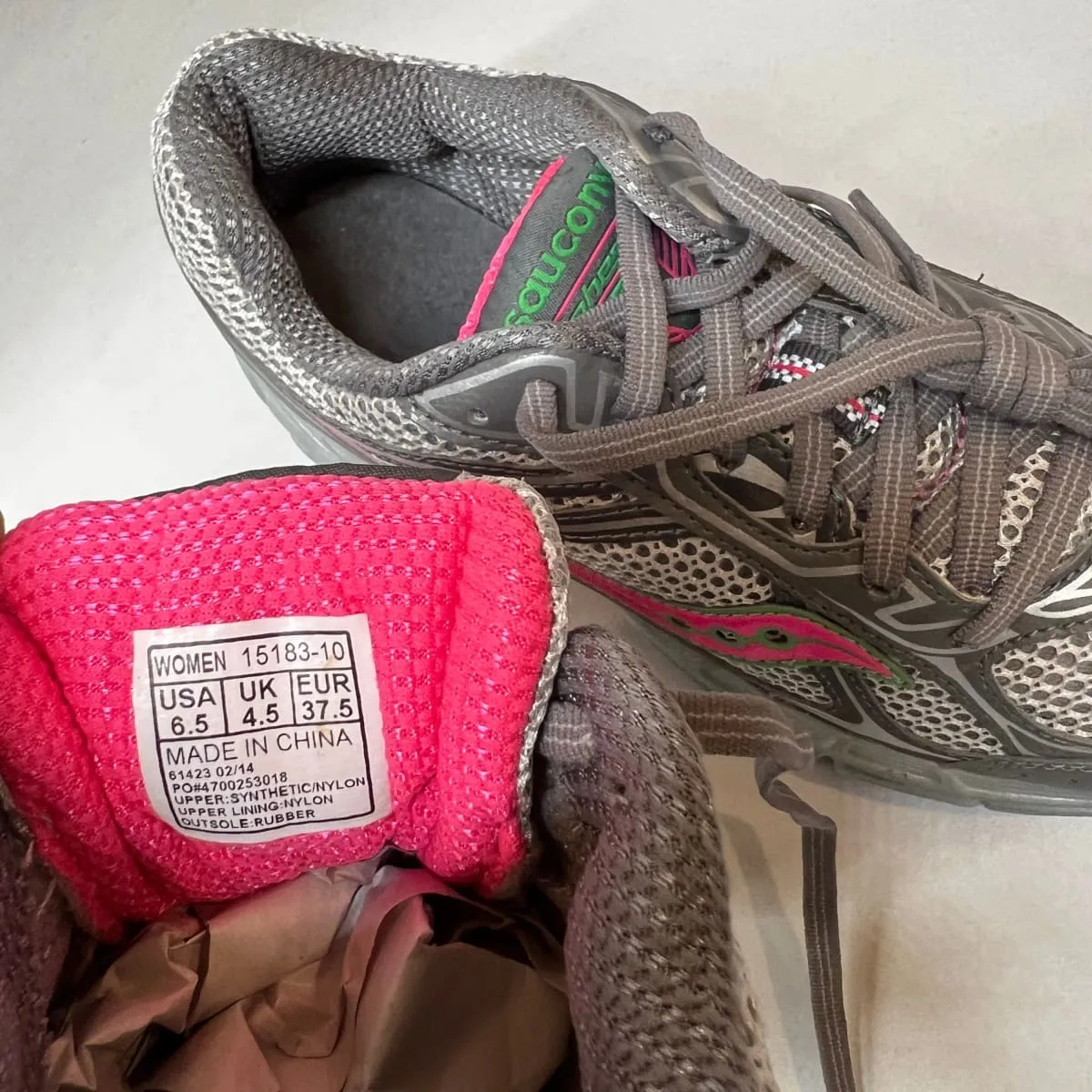 Women's Grid Cohesion TR7 Trail Running Grey/Green/Fuchsia Size 6.5M -Preowned