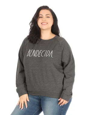 Women's "BENDECIDA" Plus Size Studio Raglan Sweatshirt