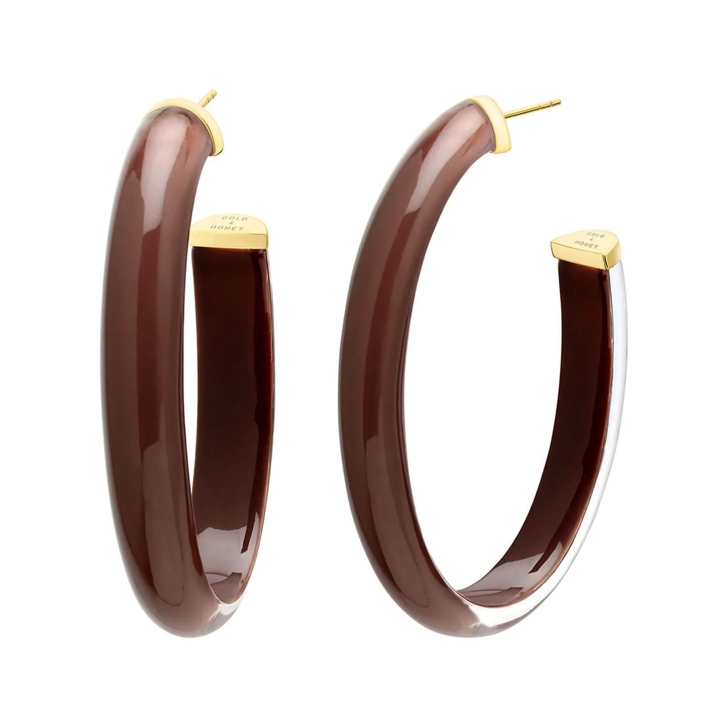 XL Oval Illusion Neutral Lucite Hoop Earrings