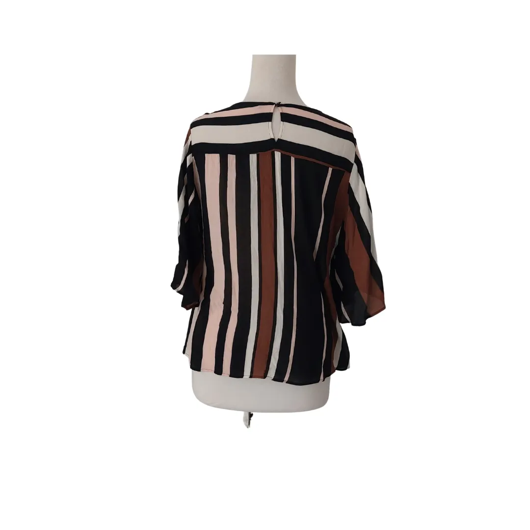 ZARA Brown & Pink Multi-colour Striped Top | Pre Loved |